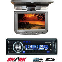 רדיו דיסק DVD כולל חיבור USB ומסך תקרתי בגודל "8