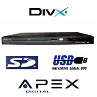 נגן DVD קורא DivX עם כניסת USB ו- SD של APEX