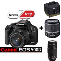 מצלמת ריפלקס דיגיטלית + 2 עדשות Canon EOS 500