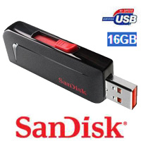 זכרון נייד בנפח 16GB מסדרת SANDISK Cruzer Slice