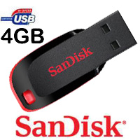 זכרון נייד בנפח 4GB מסדרת SANDISK Cruzer Blade