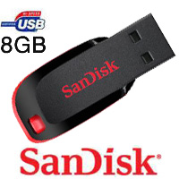 זכרון נייד בנפח 8GB מסדרת SANDISK Cruzer Blade