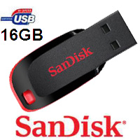 זכרון נייד בנפח 16GB מסדרת SANDISK Cruzer Blade