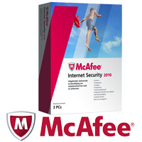 אבטחת אינטרנט + אנטי וירוס 2010 למחשב MCAFEE