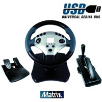 הגה מרוצים USB כולל דוושות למחשב ול-PS2 -מעודפים
