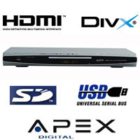 נגן DivX DVD+ יציאת HDMI קורא כתוביות עברית APEX