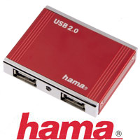 מפצל USB קשיח העשוי אלומיניום עם 4 כניסות HAMA