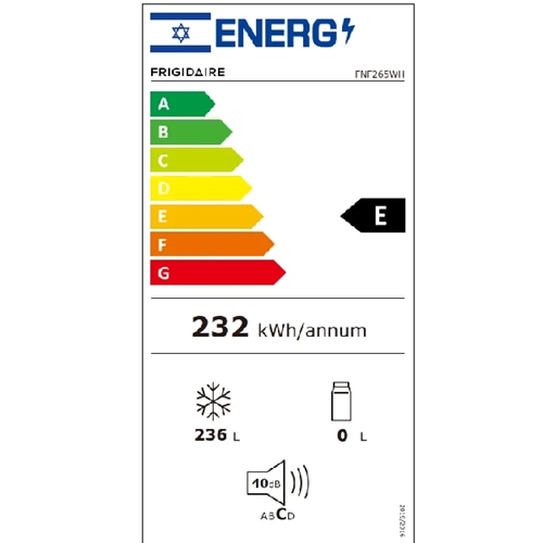 מקפיא 236 ליטר FRIGIDAIRE FNF265WH לבן