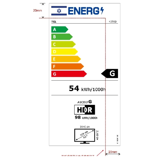 טלוויזיה חכמה 43" TCL 43T6D 4K Premium QLED