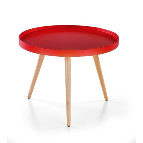 שולחן סלוני עגול, עשוי MDF ורגליים מעץ מלא