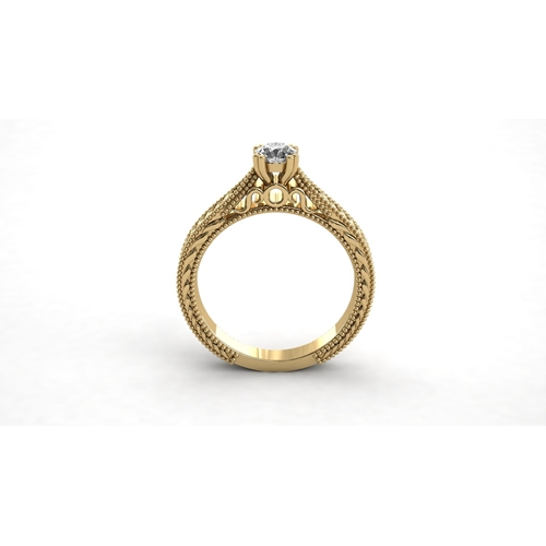 טבעת אירוסין וינטאג' זהב 14K משובצת יהלום