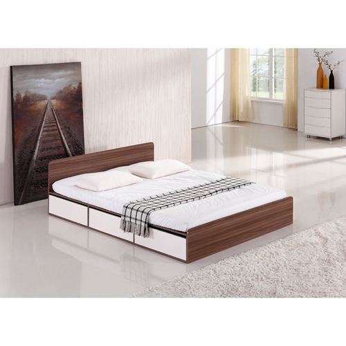 מיטה זוגית עם ארגז מצעים ומגירות עשויה MDF