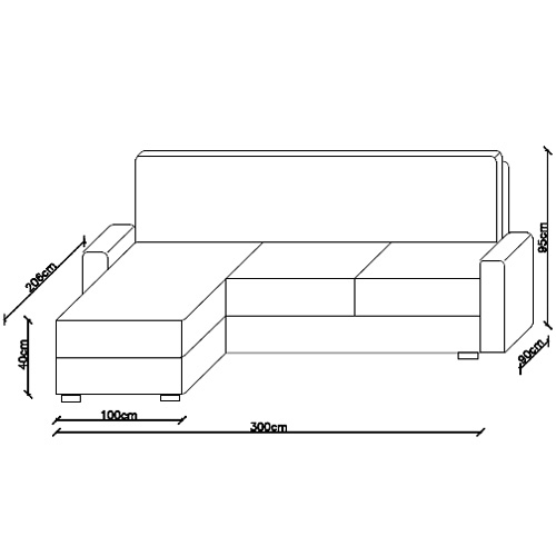 ספה תלת מושבית עם שזלונג דגם: בריסל