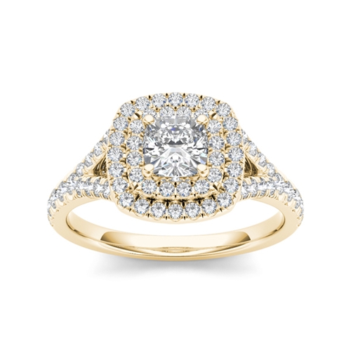טבעת אירוסין שתי שורות זהב 14K משובצת יהלומים