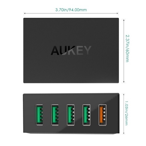מטען AUKEY מקורי 5 כניסות USB תומך  QUICK CHARGE