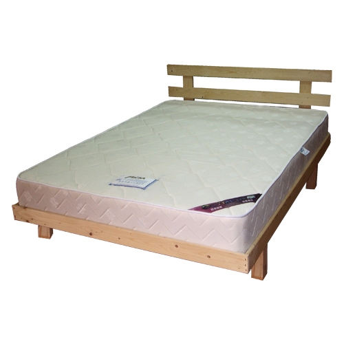 מיטה זוגית מעץ מלא עם ראש מיטה + מזרן קפיצים