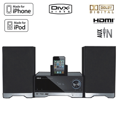 מערכת סטריאו DVD ותחנת עגינה וטעינה iPod/iPhone