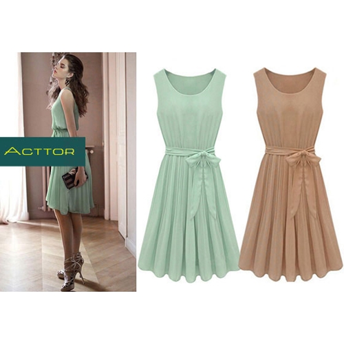 שמלת שיפון מטריפה בצבעי ירוק - פיסטוק או חום ₪99