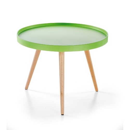 שולחן סלוני עגול, עשוי MDF ורגליים מעץ מלא