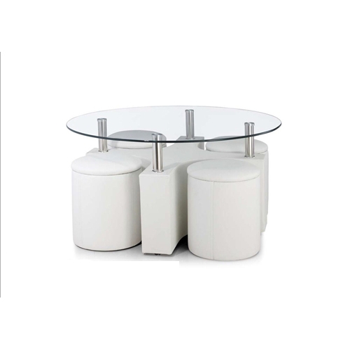 שולחן זכוכית לסלון ו-4 כסאות-הדומים אינטגרליים