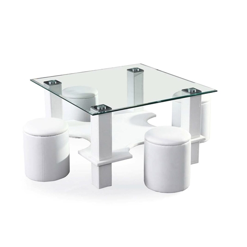 שולחן זכוכית ייחודי לסלון כולל שולחן + 4 הדומים