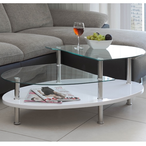 שולחן קפה בקווים מעוגלים בעיצוב זכוכית עץ וניקל