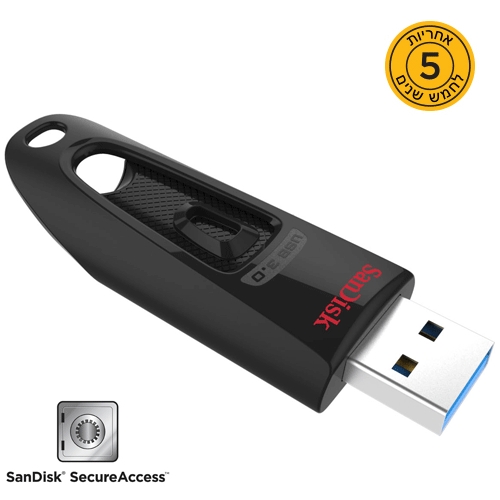 זיכרון נייד מבית SanDisk נפח 16GB אחריות ל5 שנים