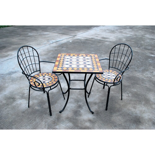 שולחן פסיפס מרובע + 2 כיסאות