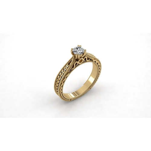 טבעת אירוסין וינטאג' זהב 14K משובצת יהלום