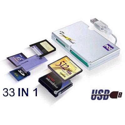 קורא כרטיסים  USB ל- 33 סוגי כרטיסי הזיכרון