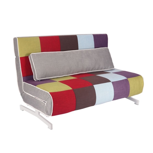 ספה נפתחת למיטה זוגית בריפוד בד צבעוני