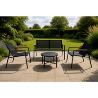 מערכת ישיבה 4 חלקים דגם ניו זילנד שחורה PLAYA