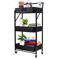 עגלת שירות מתכת מחוזק למטבח 3 קומות