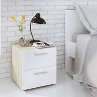 זוג שידות לילה 2 מגירות עם חזית לבן מבריק