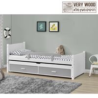 מיטת ילדים נפתחת מעץ מלא עם מיטת חבר נשלפת