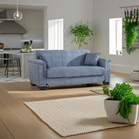 סלון 2+3 ריפוד בד מפנק הנפתח למיטה כולל ארגז מצעים