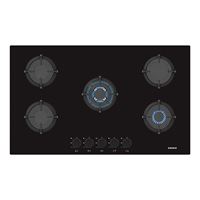 כיריים 5 מבערי גז זכוכית ברוחב 70 ס"מ