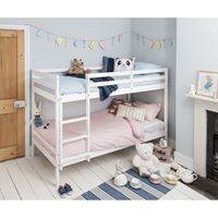 מיטת קומתיים מעץ אורן מלא לילדים ונוער דגם RICARDO בצבע לבן