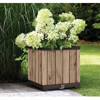 עציץ דקו מרובע דמוי עץ בגווני חום מבית KETER