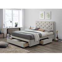 מיטה זוגית מרופדת בד + 3 מגירות אחסון HOME DECOR