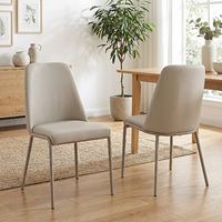 זוג כיסאות ריפוד דמוי עור בז' דגם גלעד HOME DECOR