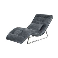 כורסת שכיבה מרופדת בד קטיפה עם רגל מתכת HOME DECOR