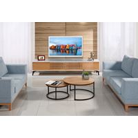 סט מזנון ו-2 שולחנות עגולים משתלבים מבית LEONARDO