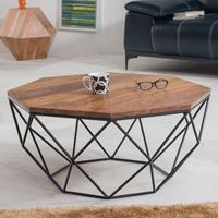 שולחן סלון מעץ מלא משולב ברזל HOME DECOR