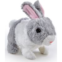 בובת ארנבון לבן\אפור-אוזניים ואף זזים ומשמיעה קול!