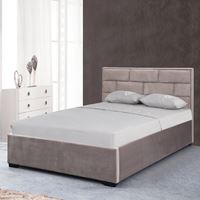 מיטה זוגית מעוצבת בריפוד בד קטיפתי עם ארגז מצעים