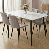 פינת אוכל מקרמיקה לבנה + 4 כיסאות Tudo Design