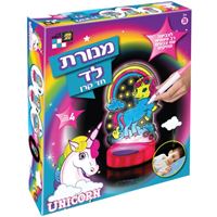 ערכת יצירה לילדים-מנורת לד חד קרן לצביעה רב פעמית