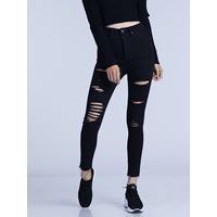 ג'ינס שחור קרעים בגזרת סקיני