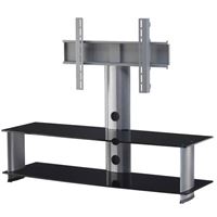 שולחן טלוויזיה זכוכית שחורה אלומיניום משולב תלייה